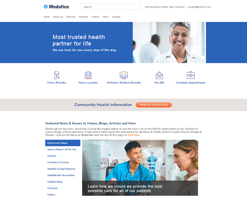 original design of the medical website for medofice