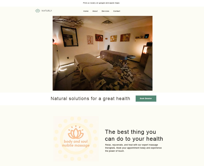 original design of the health spa website for naturly